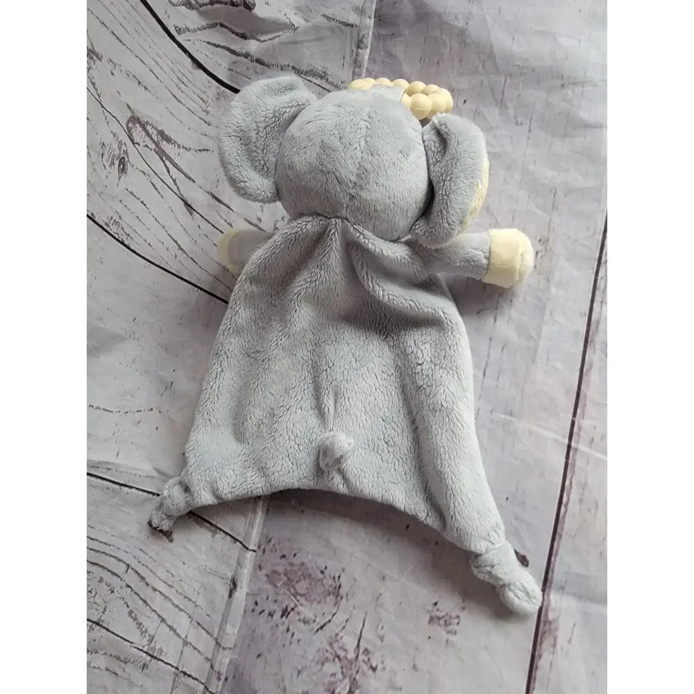 Douglas Baby Elephant Gray Plush Lovey Security Blanket Teether Ring Knotted